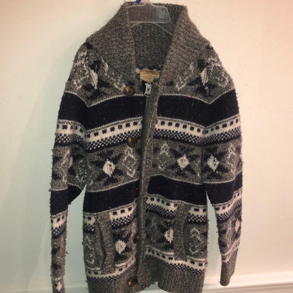 Lambs Wool Tribal Cardigan Sweater